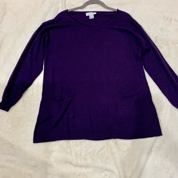 NEW Smock-Style Sweater Medium Newport News Purple Beautiful Pocket 100% Cotton - Picture 11 of 16